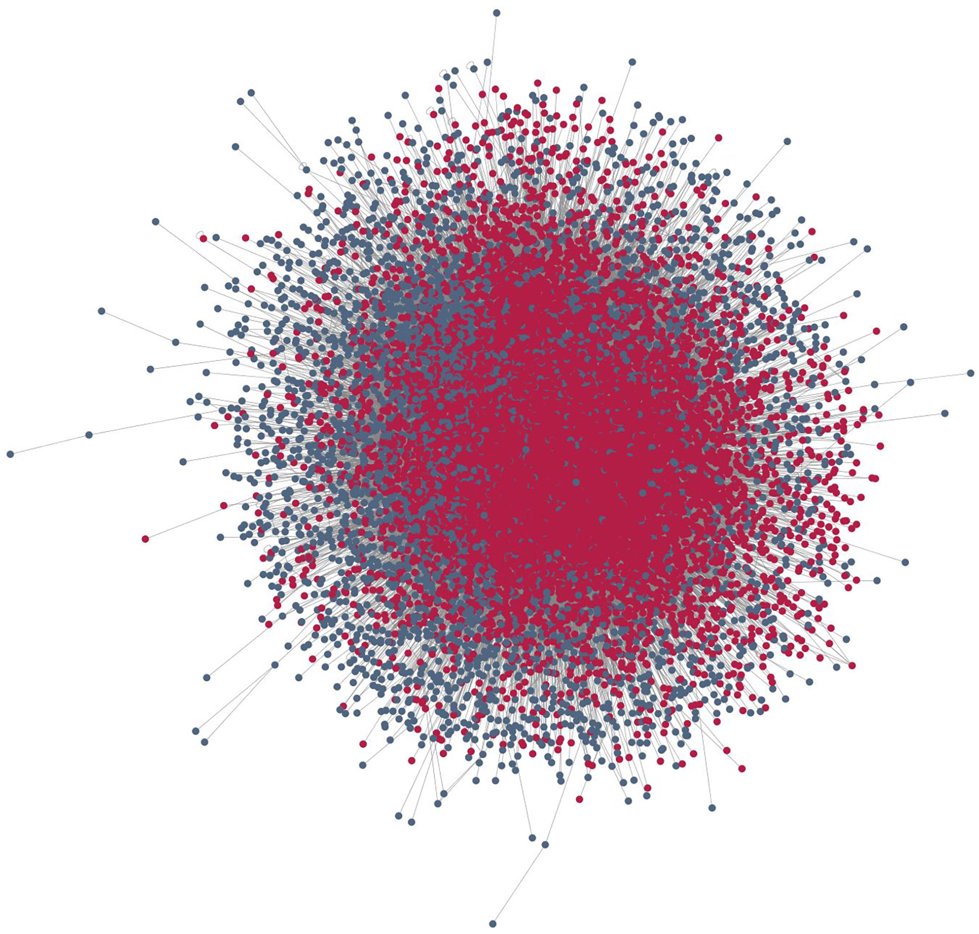 Representation of the human interactome integrated into neXtProt. In red, proteins with knowledge brought by ENYO Pharma.